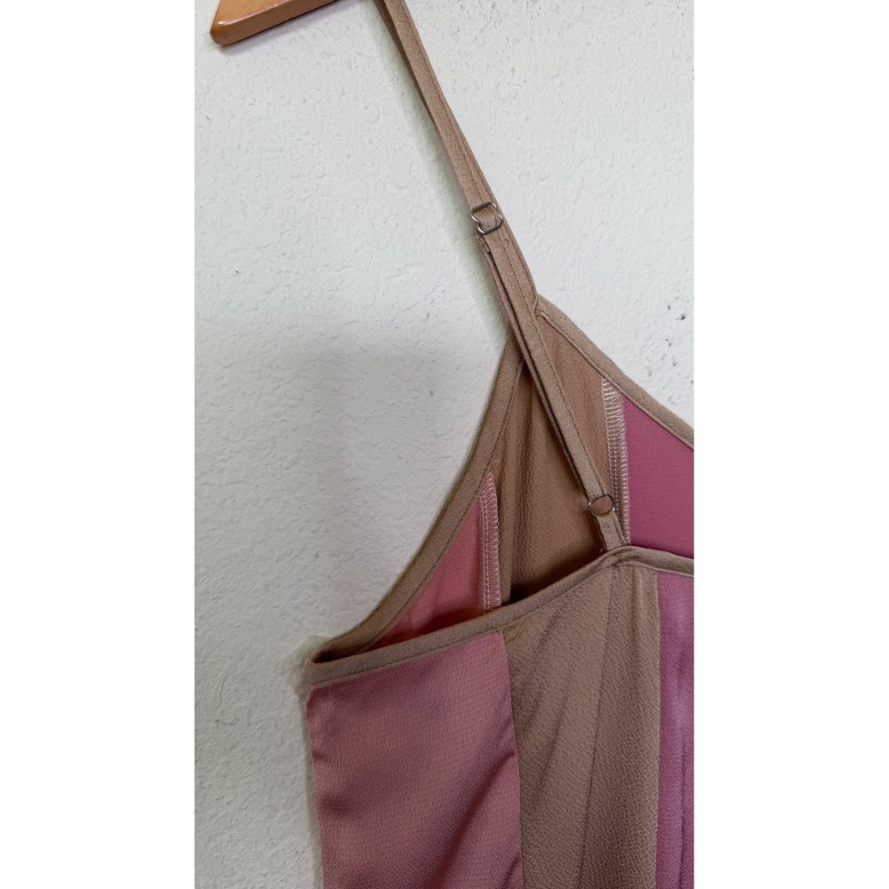Storia Pastel Stripe Jumpsuit Small Colorblock Wide Leg Satin Beach Resort Wear - Picture 11 of 15